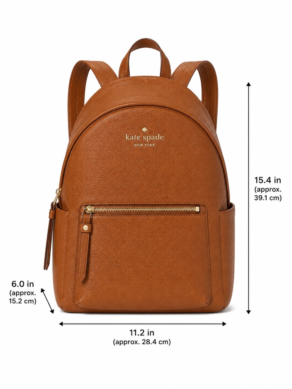 Kate Spade Leila Large Dome Backpack Warm Ginger Pebbled Leather NWT $459 - Picture 4 of 4
